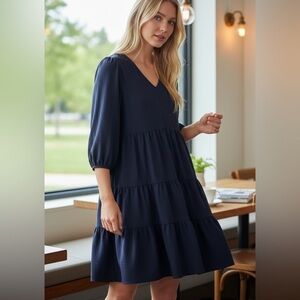 Umgee Deep Navy Tiered Mini Dress